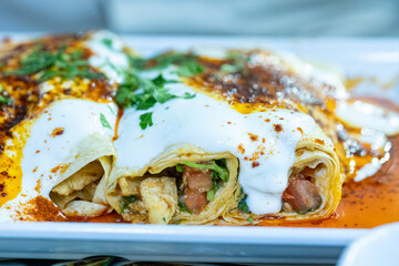 Close-Up of Chicken Mersin Tantuni on White Plate
