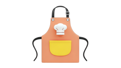 Cartoon Apron with Chef Hat Isolated on White Background