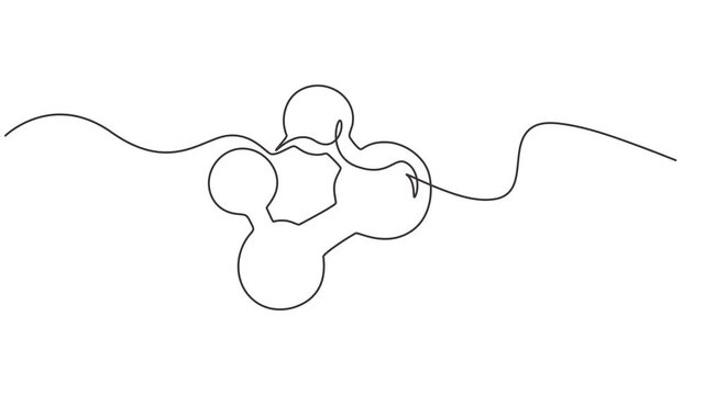 Carbon dioxide atom model co2 animation continuous one line drawing, Molecular formula: CO2. Chemical model: Ball and Stick. Isolated Transparent, CO2 Formula vector Carbon Dioxide full length video.
