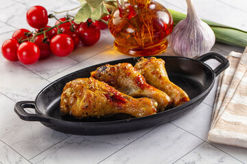 Roasted chicken drumstick with spices