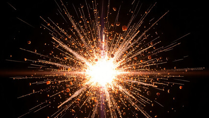 a bright explosion of light and sparks in the dark