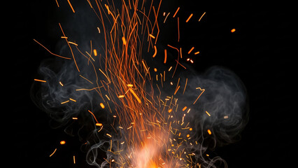 a close up of a fire with sparks