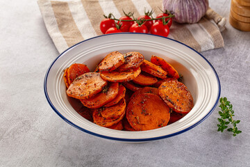 Tasty baked sweet potatoes with spices