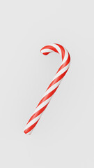 christmas candy cane on white background, 3d render, no AI