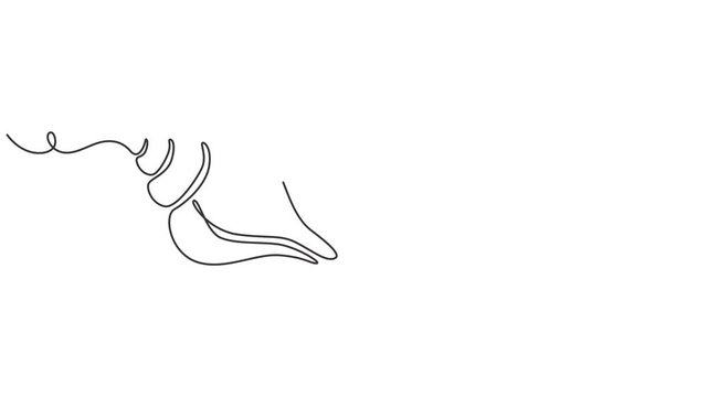 Self animated continuous single-line drawing of a conch snail shell. One line art conch snail shell icon. Full length one line animation, Seashell, artistic online animation in the form of a single.