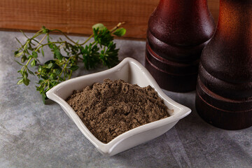 Ground dry black pepper powder