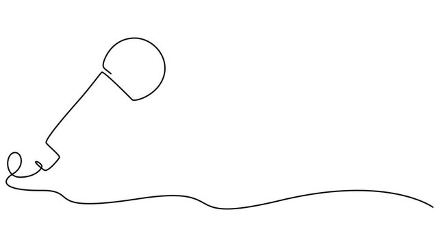 wired microphone animation continuous one line drawing, Self drawing animation of People singing karaoke continuous one line drawing. Couple with microphones sing duet, Full length one line animation.
