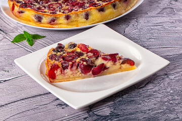 Crusty pie with fresh cherry