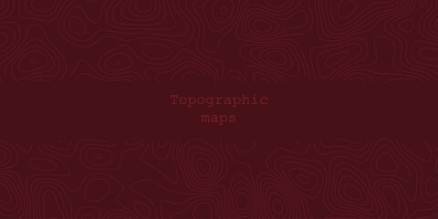 Luxury red abstract topographic map background with red lines texture, wallpaper design for fabric , packaging , web, geographic grid map vector illustration.