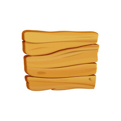 Vector cartoon 3d empty wooden road information sign. Brown wood rectangle plaque. Realistic 3d wood texture signboard on white background for game message sign, timber banner, menu, app, decor.