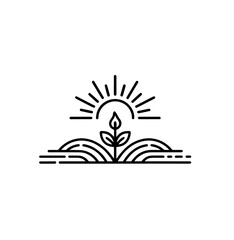 Obraz premium agro logo with fields and leaves.