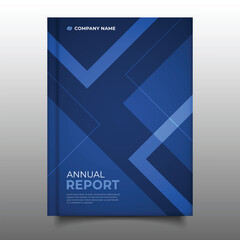 modern dark blue annual report cover template business flyer in triangle design decoration