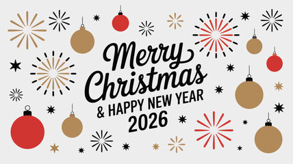 Merry Christmas and Happy New Year 2026 festive graphic