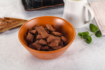 Dry sweet chocolate ceral flakes