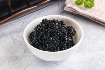 black sturgeon caviar in the bowl