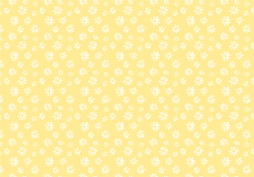 Seamless yellow floral pattern with small white flowers, perfect for textile design, wallpapers, wrapping paper, and spring-themed backgrounds.
