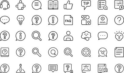 Outline Question Mark Icons &ndash; Professional line vector icons for UI, UX design, dashboards and web applications.
