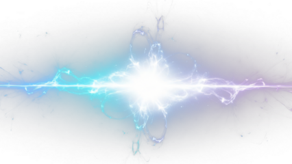 a bright blue and purple light streaks on a black background