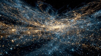 Quantum universe visualization particles forming galaxy clusters abstract link between physics matter mind surreal educational design