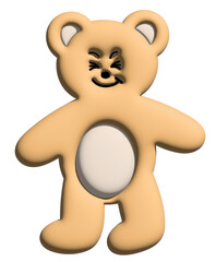 Inflated 3D of teddy bear body shape for model, merchandise, cartoon character, comic, mascot, emoji, mood, emotion, feeling, zoo, souvenir shop, animal brooch, sticker, art toy, kid doll, standee