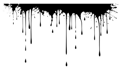 Black paint dripping down forming a grunge border texture