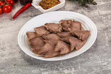 Sliced boiled pork tongue snack