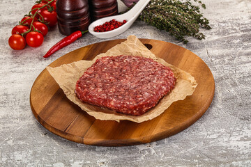 Raw beef burger cutlet for grill