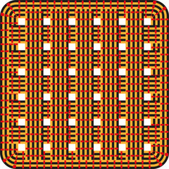 Woven abstract pattern. Intricate line design. Orange gold Vector. Geometric repeat background.