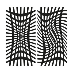 Distorted line pattern. Optical geometric effect. Abstract Vector warp. Dynamic visual graphic.