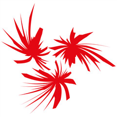 Abstract burst elements. Dynamic red splash. Firework shape Vector art. Explosive star symbol.