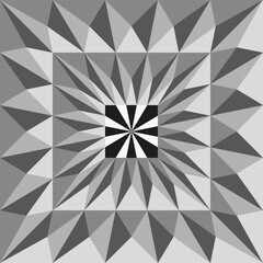 Radial pyramid pattern. Abstract geometric burst. ThreeD spike shape. Vector dynamic illustration.