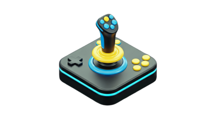 Isometric Joystick Controller on White Background
