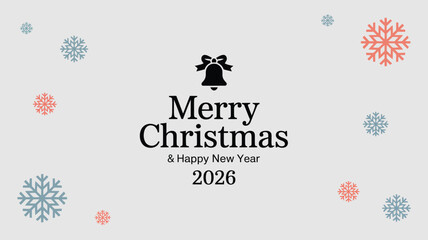 Merry Christmas and Happy New Year 2026 festive greeting card