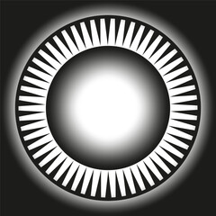 Radial ray pattern. Circle light gradient. Abstract dynamic design. Vector graphic element.