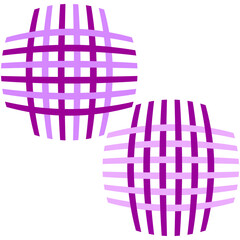 Two purple grids. Abstract striped shapes. Geometric woven pattern. Vector light background.
