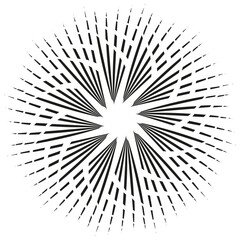 Abstract star explosion. Radial dynamic lines. Geometric light shape. Vector minimal illustration.