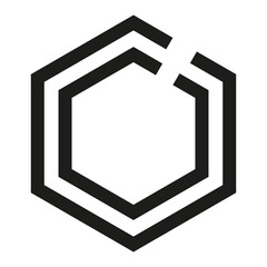 Hexagon frame shape. Geometric broken outline. Abstract angle form. Vector graphic element.