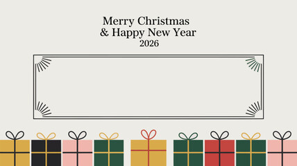 Merry Christmas and Happy New Year 2026 festive gift card design