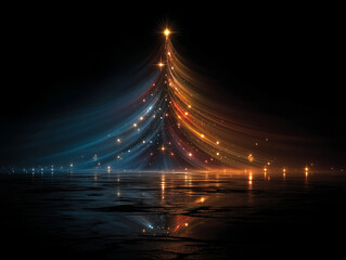 Christmas card with fir tree, AI art illustration. New Year