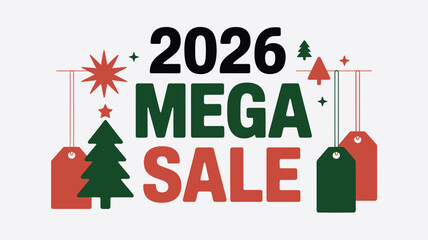 2026 Mega Sale Christmas Promotion with Tags and Trees
