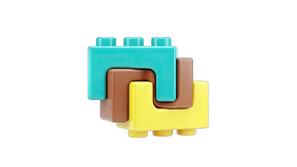 Colorful Lego Blocks Interlocking on White Background