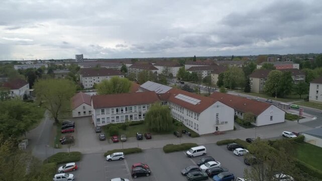 Medizinisches Zentrum L&uuml;bbenau Drohnenanflug