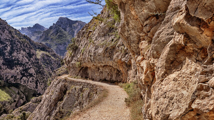Ruta del Cares, Cares Trail Trekking Path, Picos de Europa National Park, Biosphere Reserve, Cantabrian Mountains, Castile and Le&oacute;n-Asturias, Spain, Europe