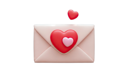 Love Letter with Hearts Floating on White Background