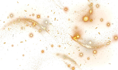 Sparkling light on transparent backgrounds, sparkling dust PNG. Twirl, Glowing light effect with lots of glitter particles and stars. Magical glow PNG. Isolated on transparent PNG overlay