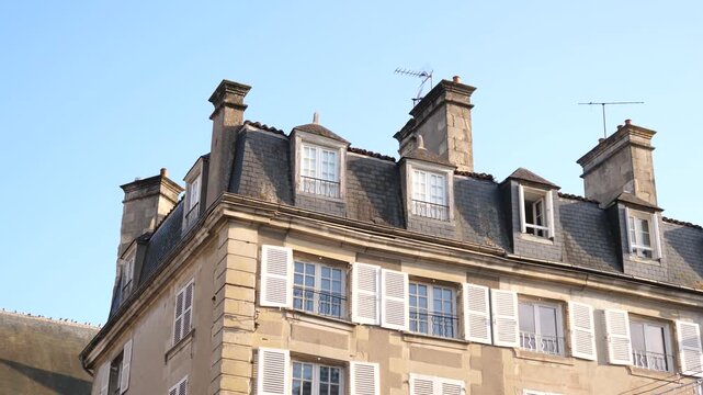 France residential building facade and roof beautiful architecture