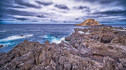 Natural Swimming Pools and Rocky Coast at Porto Moniz, Madeira, Portugal, Europe