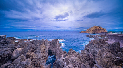 Rocky Coast and Rugged Cliffs at Porto Moniz, Madeira, Portugal, Europe