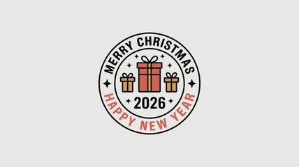 Merry Christmas 2026 Happy New Year gift logo