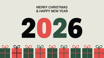Merry Christmas and Happy New Year 2026 festive greeting